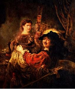 Изображение Rembrandt - Selbstportrait mit Saskia c91992 50x60cm edles Ölgemälde Museumsqualität