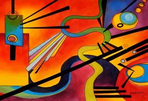 Изображение Wassily Kandinsky - Freudsche Fehlleistung d91690 60x90cm abstraktes Ölgemälde