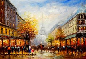 Resim Modern Art - Paris Spaziergang im Sommer d91693 60x90cm Ölbild handgemalt