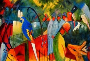 Immagine di August Macke - Zoologischer Garten d91697 60x90cm exzellentes Ölgemälde