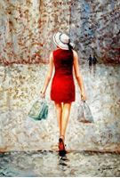 Resim Modern Art - Shopping Queen d91748 60x90cm exquisites Ölbild