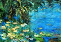 Afbeelding van Claude Monet - Seerosen und Schilf d91981 60x90cm Ölgemälde handgemalt