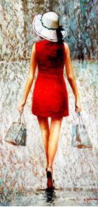 Resim Modern Art - Shopping Queen f91771 60x120cm exquisites Ölbild