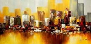 Resim Abstrakt New York Manhattan Skyline im Frühling f91793 60x120cm eindrucksvolles Gemälde handgemalt