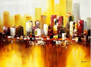 Immagine di Abstrakt New York Manhattan Skyline im Herbst i91872 80x110cm abstraktes Ölbild