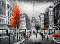 Resim Modern Art - Paris Spaziergang am Abend i91874 80x110cm Ölbild handgemalt