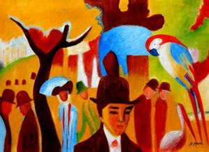 Immagine di August Macke - Im zoologischen Garten i91880 80x110cm Ölgemälde handgemalt