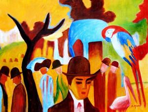 Afbeelding van August Macke - Im zoologischen Garten k91899 90x120cm Ölgemälde handgemalt