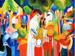 Image de August Macke - Großer Zoologischer Garten k91901 90x120cm Ölbild handgemalt