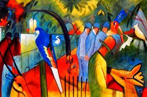 Resim August Macke - Zoologischer Garten p91964 120x180cm exzellentes Ölgemälde