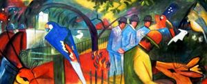 Obrazek August Macke - Zoologischer Garten t91919 75x180cm exzellentes Ölgemälde