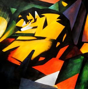 Resim Franz Marc - Der Tiger m92068 120x120cm Expressionismus Ölgemälde handgemalt