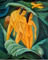 Afbeelding van Ernst Ludwig Kirchner - Drei Badende b92117 40x50cm handgemaltes Ölbild