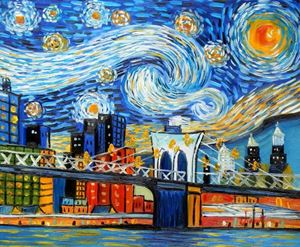 Image de Vincent van Gogh - Homage New Yorker Sternennacht b92127 40x50cm Ölgemälde handgemalt