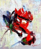 Resim Abstrakt - Roter Mohn c92154 50x60cm abstraktes Ölgemälde