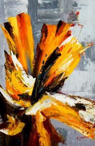 Immagine di Abstract - yellow orchid d92200 60x90cm Ölgemälde handgemalt