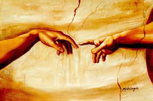 Obrazek Michelangelo - Die Erschaffung Adams d92236 60x90cm imposantes Ölgemälde