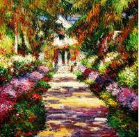Obrazek Claude Monet - Pfad in Monet´s Garten e92297 60x60cm handgemaltes Ölbild