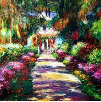 Afbeelding van Claude Monet - Pfad in Monet´s Garten g92335 80x80cm handgemaltes Ölbild