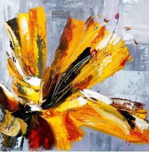 Immagine di Abstract - yellow orchid g92365 80x80cm Ölgemälde handgemalt