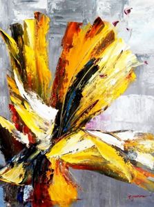 Resim Abstract - yellow orchid i92370 80x110cm Ölgemälde handgemalt