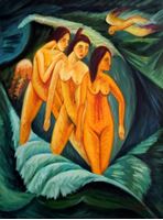 Afbeelding van Ernst Ludwig Kirchner - Drei Badende i92373 80x110cm handgemaltes Ölbild