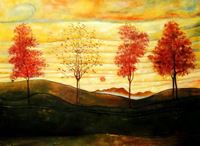 Afbeelding van Egon Schiele - Vier Bäume i92383 80x110cm exzellentes Ölbild