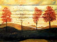Afbeelding van Egon Schiele - Vier Bäume k92408 90x120cm exzellentes Ölbild