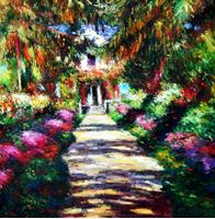 Afbeelding van Claude Monet - Pfad in Monet´s Garten m92431 120x120cm handgemaltes Ölbild Museumsqualität